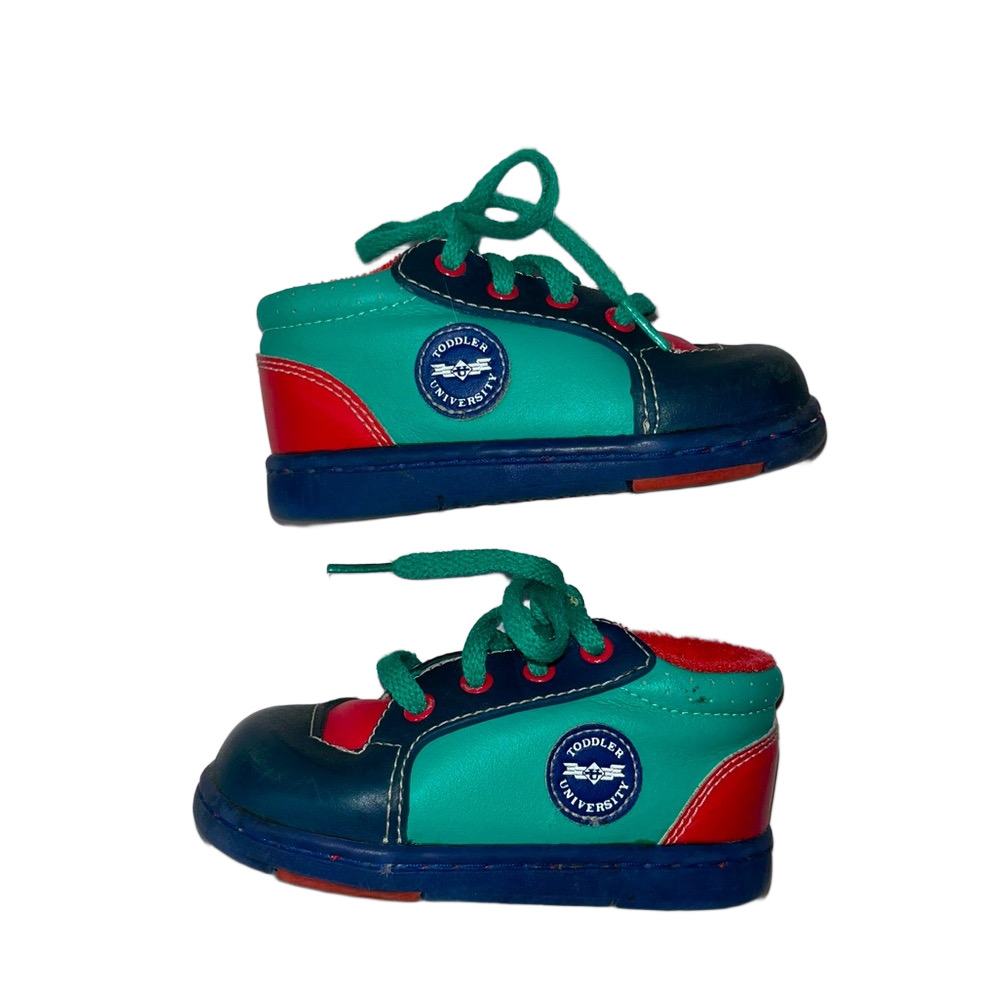 vintage Toddler Boy shoes color blocked red, green and blue Toddler university 5